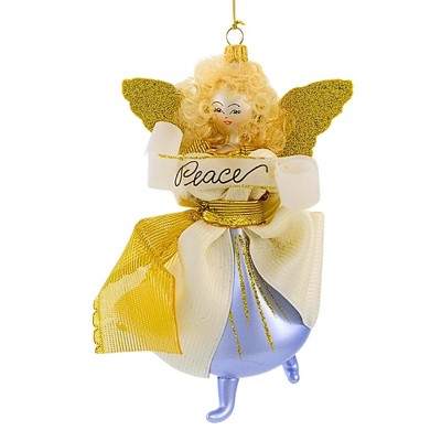 Italian Ornaments 7.5 Inch Celeste With Peace Banner Angel Tree Ornaments