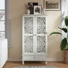Okak Vintage Hollow-Carved Wood Sideboard Storage Cabinet with Floral Design,Accent Display Pantry Cabinets for Dining Room,Living Room - 4 of 4