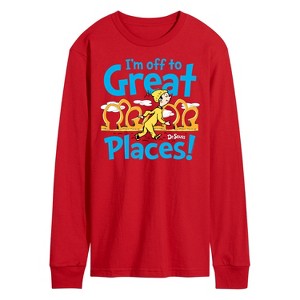 Men's - Dr. Seuss - I'm Off To Great Places Long Sleeve Graphic T-Shirt - 1 of 4