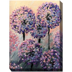 Cottage Garden West of The Wind Artistic Allium Purple, Pink 40 x 30 Inch Waterproof Gallery Wrapped Canvas, Outdoor Garden, Yard, Patio All Weather - 1 of 2