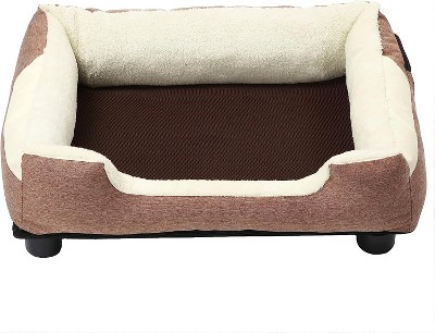 Medium Brown Faux Fur Electronic Heating and Cooling Pet Bed