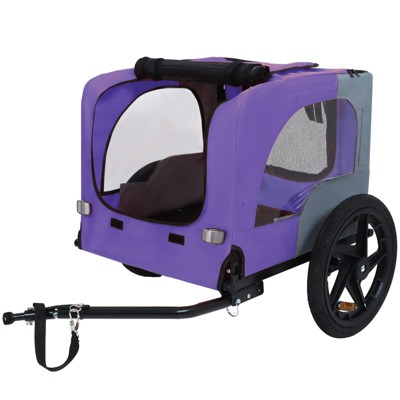 VisioGear Outdoor Foldable Pet Stroller, Dog Stroller with Mesh Screen Layer for Elder Pets, Purple, 42.52"*31.5"*27.5"