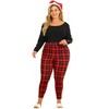 Agnes Orinda Women's Plus Size Check Leggings for Women Stretch Festive Glen Plaid Skinny Pants - 3 of 4
