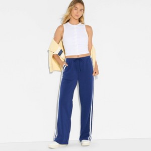 Women's Side Striped Pull-On Pants - Navy Blue - 1 of 3