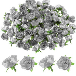 Unique Bargains Silk Plastic Small Faux Rose Artificial Flower Heads 1.2 inch - 1 of 4