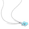 EVERLY JEWELRY | Sterling Silver 1/10ct TGW White Topaz Light Blue Enamel Plated Flower Pendant with Chain, 17 inc - 4 of 4