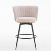Alilang 21.26 inch Upholstered Swivel Bar Stool with Channel Tufted Backrest and Metal Base-Beige - 3 of 4