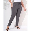 Womens Plus Size Stretch Work Pants Elastic Waist Business Casual Pants with Pockets Pencil Leg Pants - 3 of 4