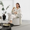 Contemporary Upholstered Swivel Accent Chair with Gold Metal Legs and Fluffy Fabric for Living Room or Office-Maison Boucle - 3 of 4