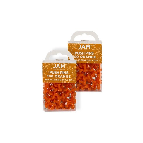  JAM PAPER Colorful Push Pins - Orange Pushpins - 100/Pack :  Office Products