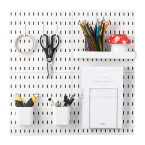 VEVOR Pegboard Combination Kit, 11" x 11" Plastic Pegboard, 4 Panels, Peg Board Wall Organizer Kit with Accessories, White - 1 of 4