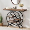 ORRD 39.4” Industrial Console Table, 4-Tier Entryway Table with Circle Metal Frame, Rustic Brown Sofa Table for Living Room & Hallway - 2 of 4