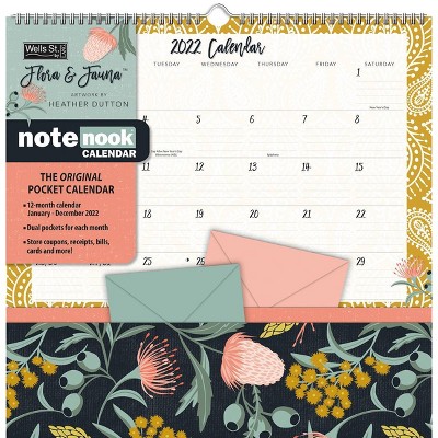 2022 Wall Calendar Note Nook 12 Month 12"x12" Flora and Fauna - Wells St. by Lang