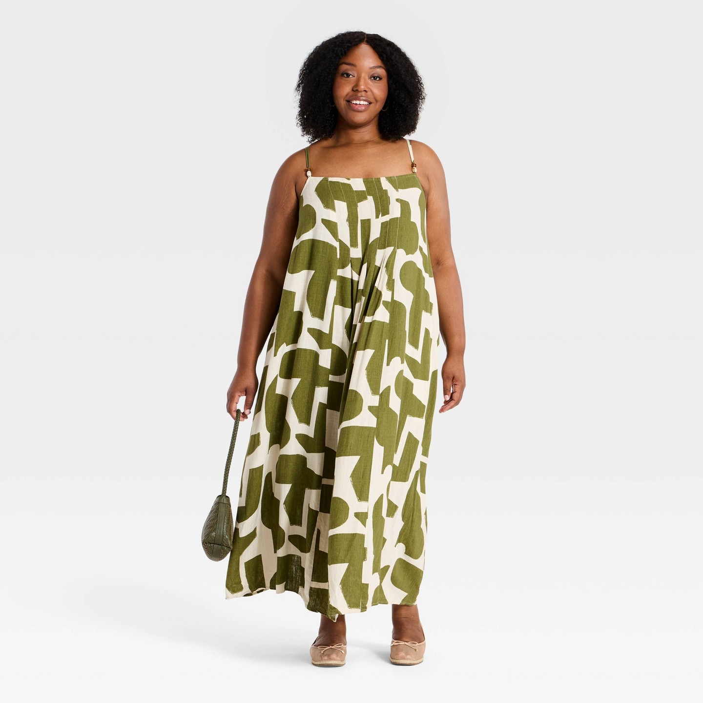 Женские платья Ava & Viv Plus Flowy Midi Tank Summer Dress - Ava & Viv™ Green Abstract 2X — фото 3