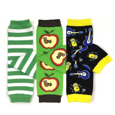 Wrapables Fun and Playtime Baby Leg Warmers (Set of 3), Stripes, Apple, Robots - image 1 of 4