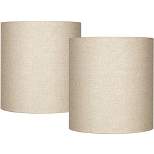 Brentwood Set of 2 Tall Drum Lamp Shades Oatmeal Medium 14" Top x 14" Bottom x 15" High Spider Replacement Harp and Finial Fitting