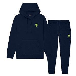 Dalix Alien Embroidery Sweatsuit Set Hoodie Jogger Soft Fleece Relaxed Fit Lounge Mens in Navy Blue 2XL XX-Large - 1 of 4