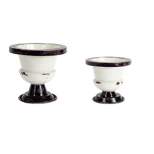Melrose Set of 2 Decorative Antiqued Black and White Planter Pots with Wide Tops 9.5"