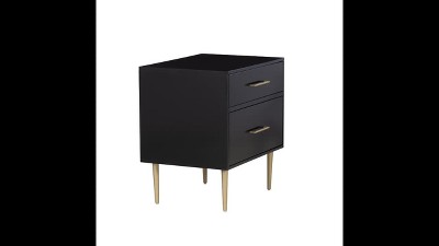 White and Gold 2-Drawer Nightstand with Sleek Design