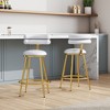 QingMoon Modern Bar Stools Set of 2, Velvet Counter Height Chairs with Soft Back, Cushion and Footrest for Kitchen Island, Home Pub - 2 of 4