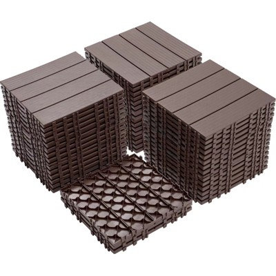 Plastic Interlocking Deck Tiles, 12.00"x12.00" (Pack of 44). Patio, outdoor waterproof, all-weather for garden