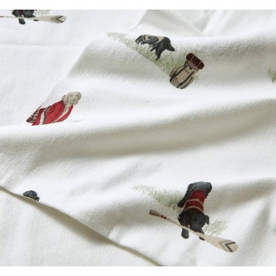 Full White Cotton Flannel Sheet Set with Retriever Print