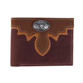 CTM Men's Leather Longhorn Concho Bifold Wallet