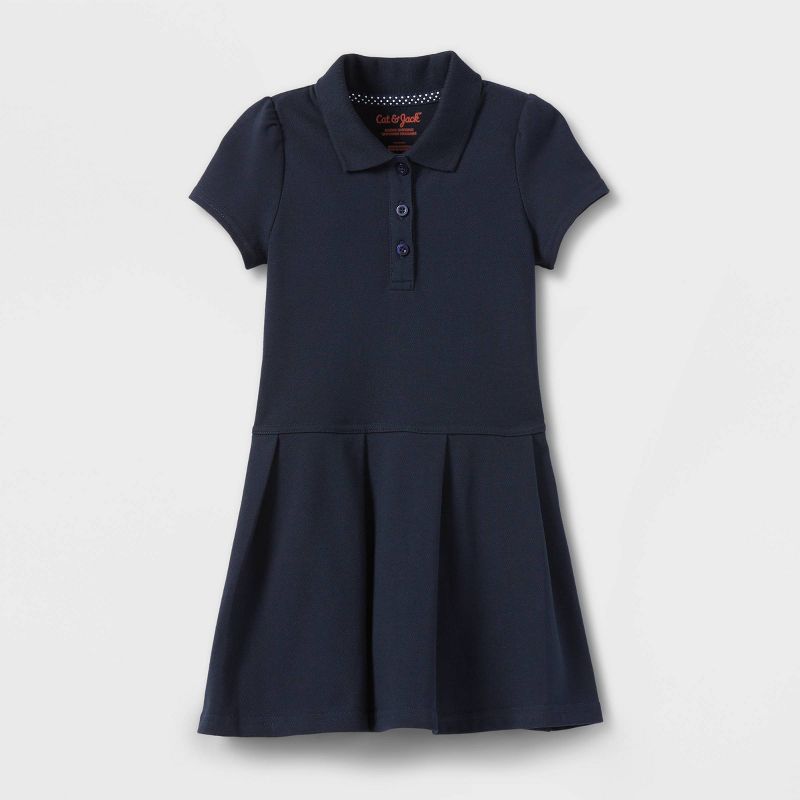 Toddler Girls' Short Sleeve Pleated Uniform Tennis Dress - Cat & Jack™ Navy, 1 of 4