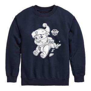 Boys' - Paw Patrol - Rubble Santa Hat Graphic Long Sleeve Fleece Sweatshirt - 1 of 4