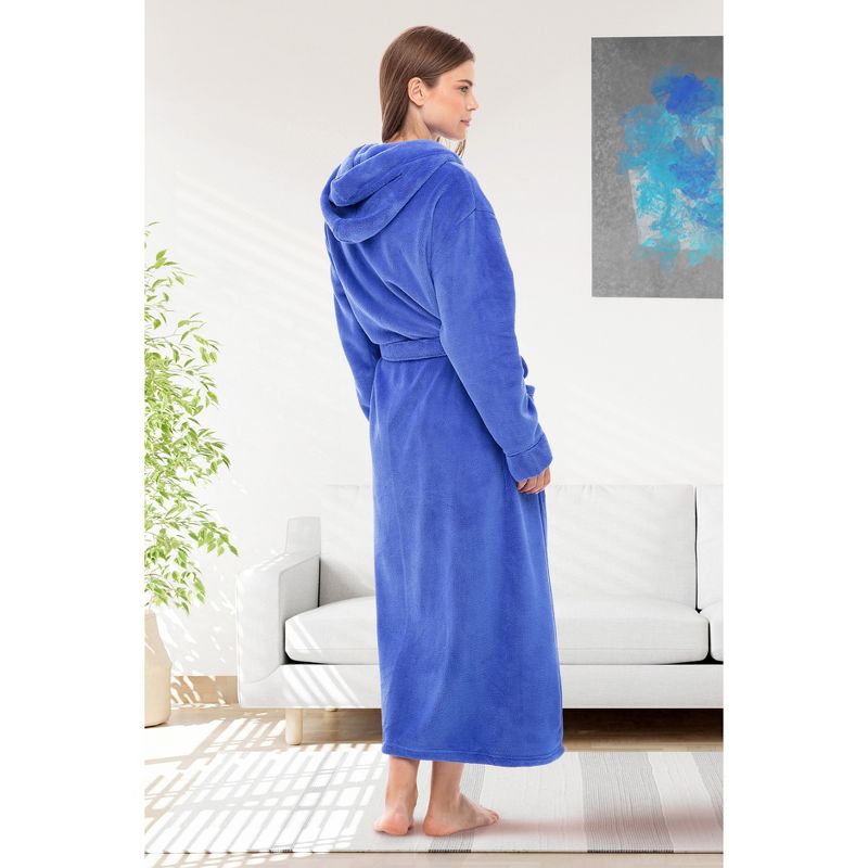 ADR Women's Classic Winter Bath Robe, Hooded Soft Cozy Plush Fleece Bathrobe Loungewear, 4 of 9
