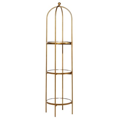 Glam Metal Shelving Gold - Olivia & May: Luxury 3-Tier Bookcase, No Assembly Required