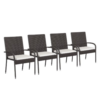 Flash Furniture Maxim Set Of 4 Stackable Indoor/outdoor Espresso Wicker