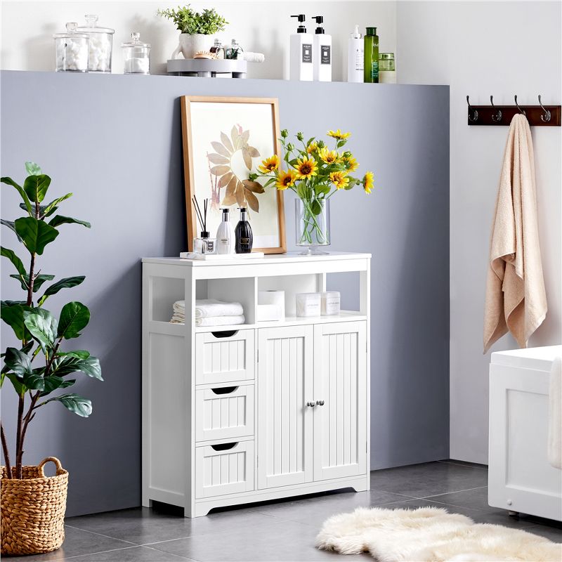 Yaheetech Freestanding Wooden Bathroom Floor Cabinet for Bedroom Bathroom Living Room, White, 2 of 8
