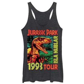Women's Jurassic Park Isla Nublar 1993 Tour, Featuring Velociraptor Racerback Tank Top