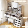 Vanity Desk with Mirror, LED Lights, Power Outlet, Makeup Vanity Table with 6 Drawers - 2 of 4