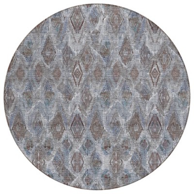 Sky Blue And Silver Geometric Washable Indoor Outdoor Area Rug