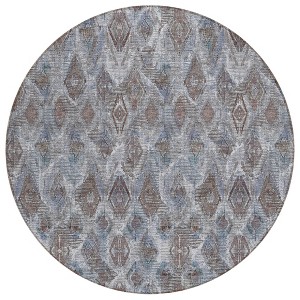 Sky Blue And Silver Geometric Washable Indoor Outdoor Area Rug - 1 of 4