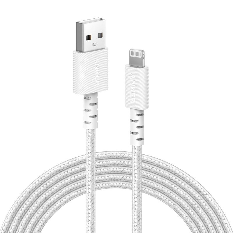 Anker 10&#39; Braided Lightning to USB-A Charging Cable - White, 1 of 5