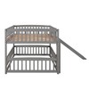 Bunk Bed with Slide,Full Over Full Low Bunk Bed with Fence and Ladder for Toddler Kids Teens White - 3 of 4