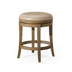 Maven Lane Alexander Backless Swivel Vegan Leather Counter Height Bar Stool - 1 of 4