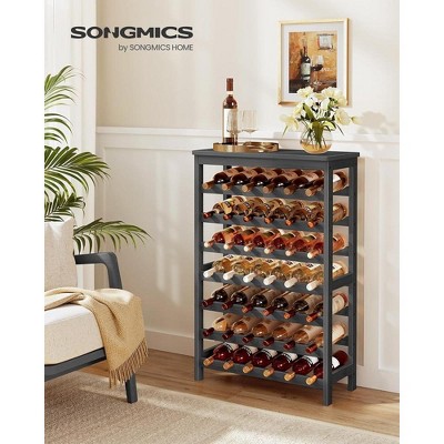 Ink Black Bamboo 42-Bottle 7-Tier Wine Rack with Table Top