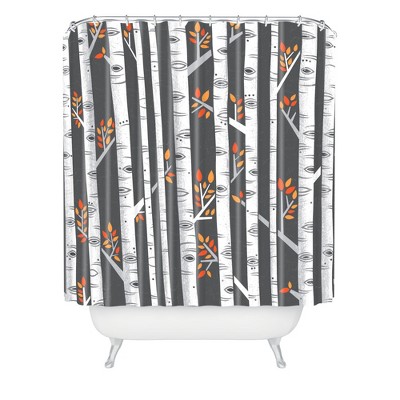 Birches Shower Curtain Gray - Deny Designs