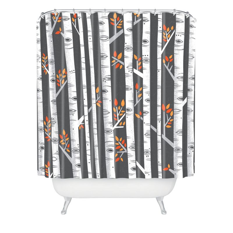 Birches Shower Curtain Gray - Deny Designs, 1 of 6