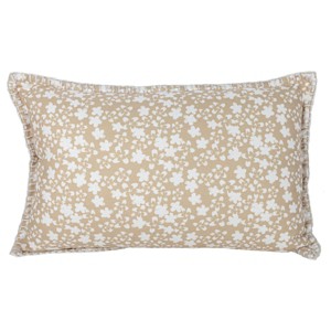 14" x 22" Tan Floral Handwoven Indoor/Outdoor Polyester Accent Throw Pillow - 1 of 4