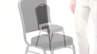 Elegant Crown Back Banquet Chair in Black Fabric with Silver Vein Frame