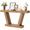 Extra-Long 2-Tier Farmhouse Console Sofa Table – Minimalist Design, Narrow Entryway Accent, Stable Base, Easy Assembly, Wood Grain Finish - 2 of 4
