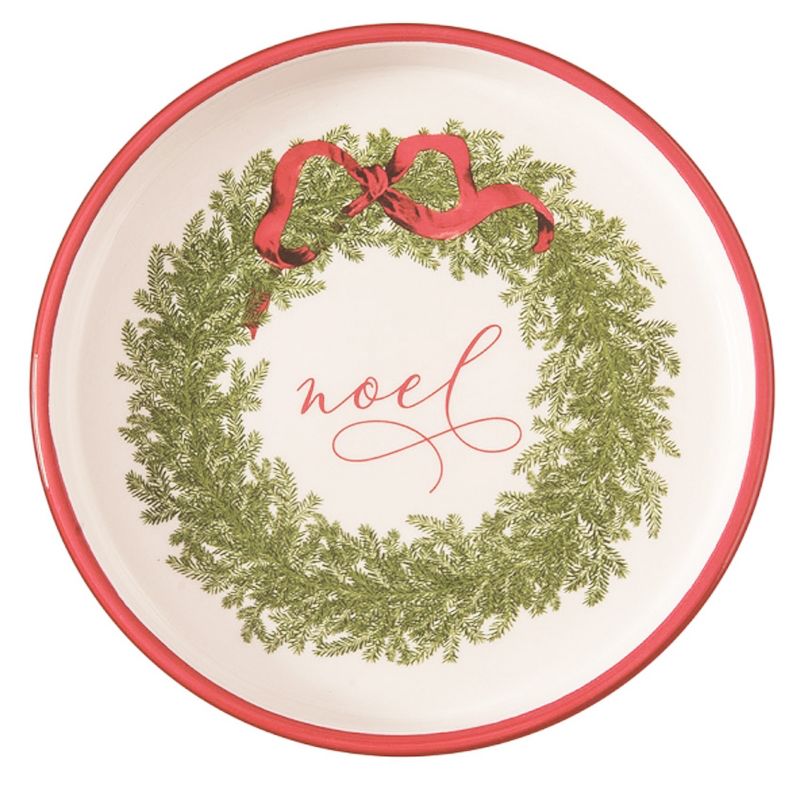 Transpac Christmas Holiday Cermaic Sentiment Wreath Plate Set of 4, Dishwasher Safe, 6.5", 2 of 6