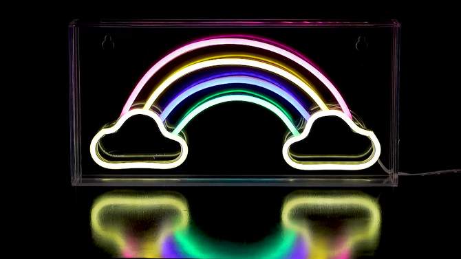 11.75&#34; Rainbow Contemporary Glam Acrylic Box Pendant (Includes LED Light Bulb) Neon - JONATHAN Y, 2 of 6, play video