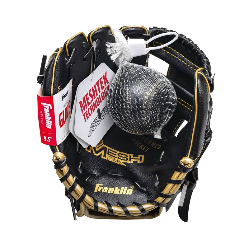 Franklin Sports 9.5&#34; Black/Gold Mesh Batting Glove With Ball - Left Hand Thrower, 3 of 4