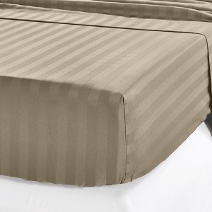 Fitted Sheet Only, Striped 500 Thread Count 100% Cotton Sateen, Deep Pocket by California Design Den - 1 of 4